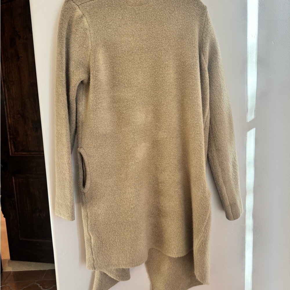 Wool Blend Waterfall Cardigan Neutral Cozy Minimalist Open Front Layer Scandi S - Picture 5 of 5